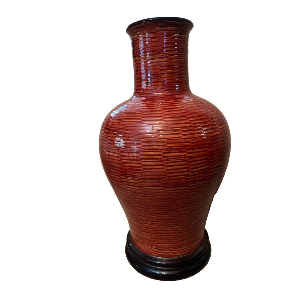 Rosenthal Netter Bitossi Red Weaved Italian Vase 12" Large Made in Italy Vtg